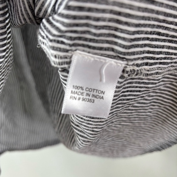 Rebellion Black/White 100% Cotton Striped Bell Sleeve Blouse Size M - Picture 4 of 5